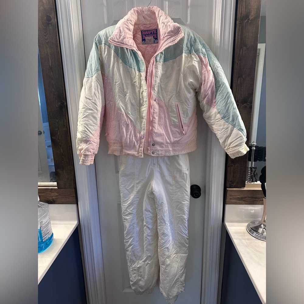 Vintage ski suit coat and bib overalls women’s size S